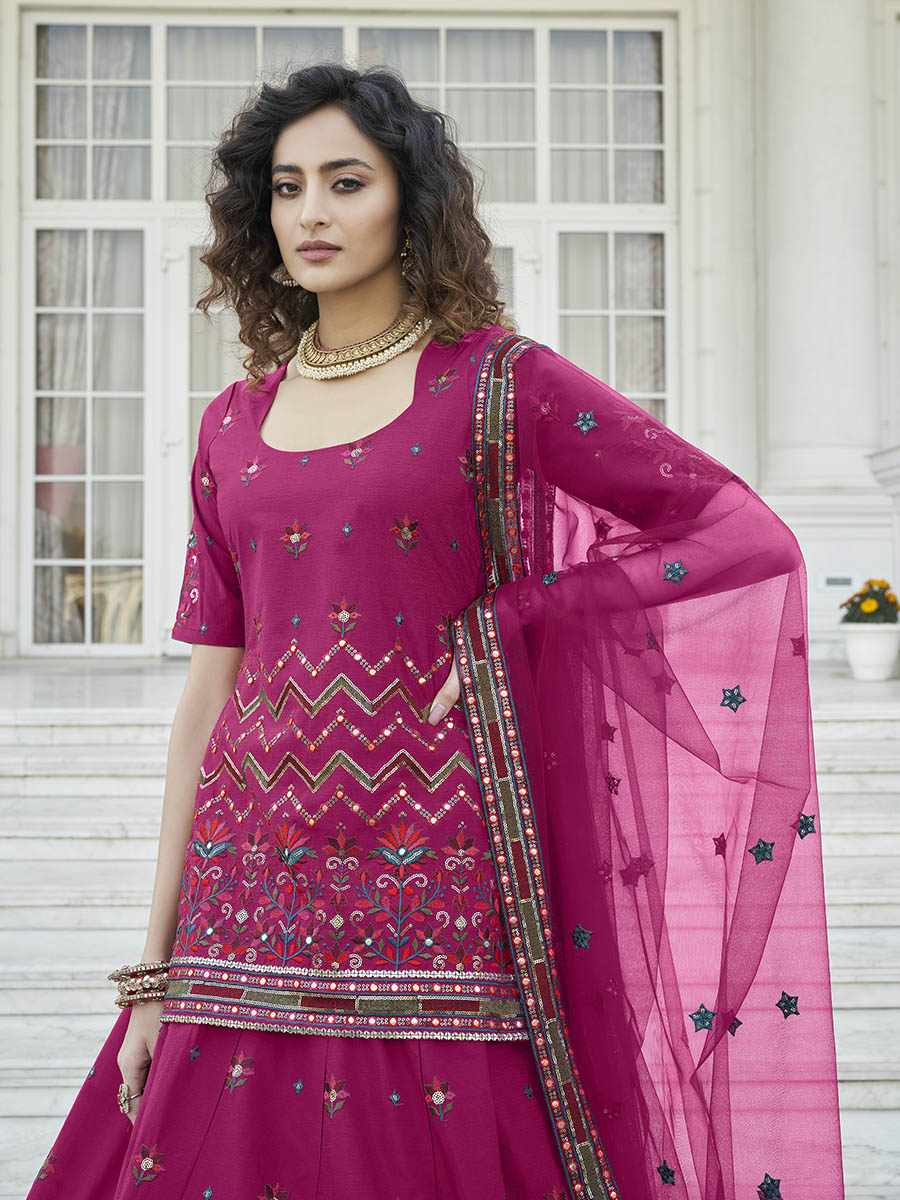 Myra Deep Pink Embroidered Designer Lehenga