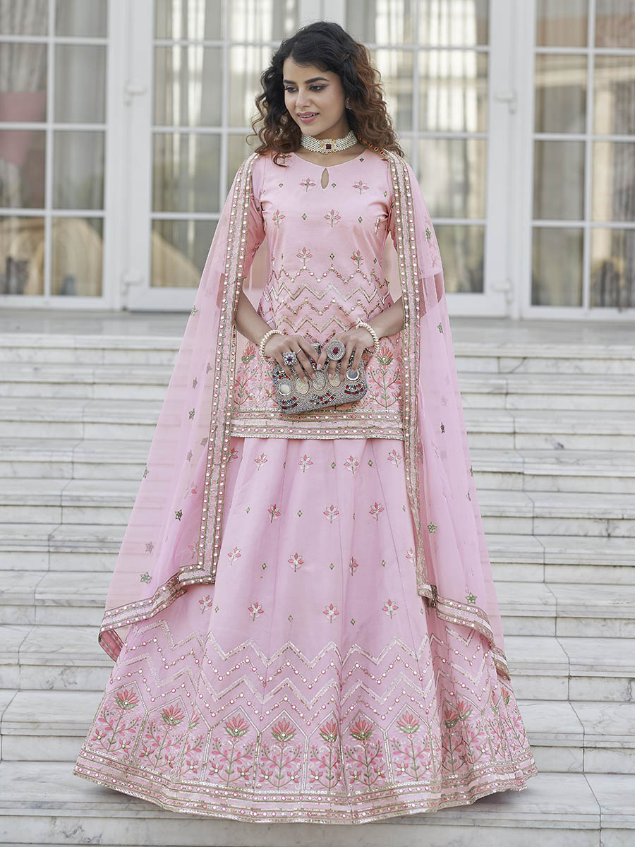 Myra Baby Pink Embroidered Designer Lehenga