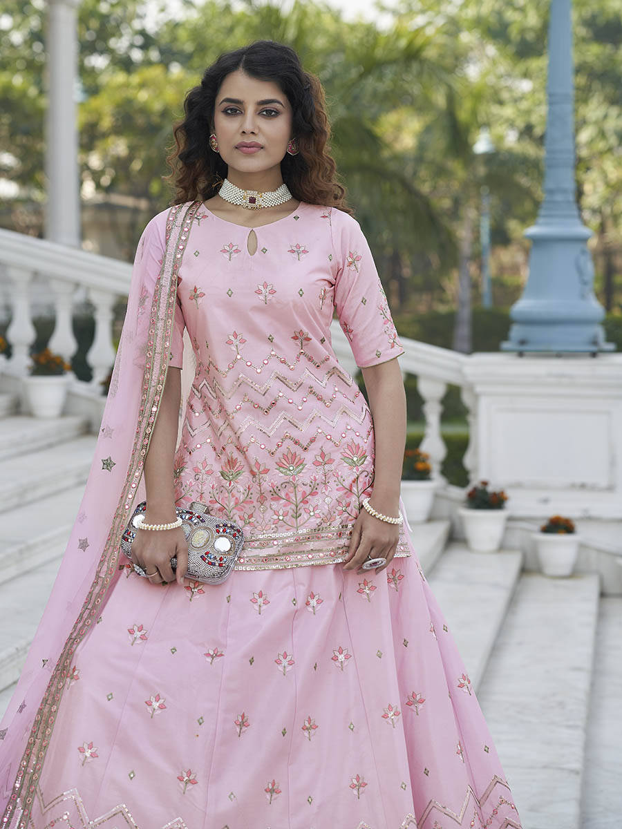 Myra Baby Pink Embroidered Designer Lehenga