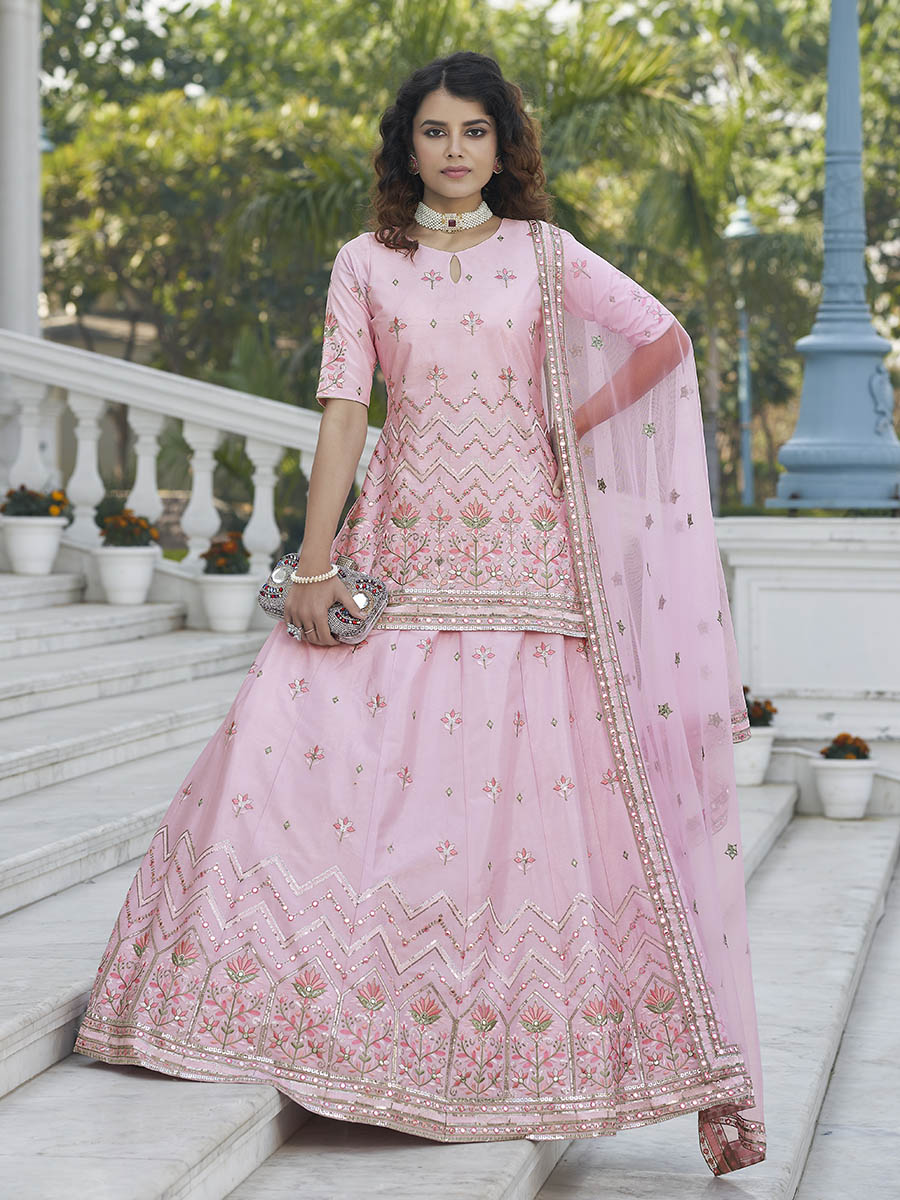 Myra Baby Pink Embroidered Designer Lehenga