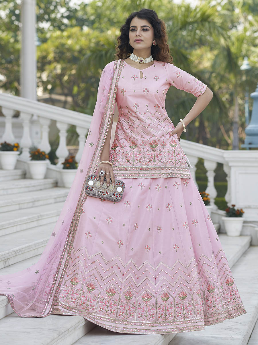 Myra Baby Pink Embroidered Designer Lehenga