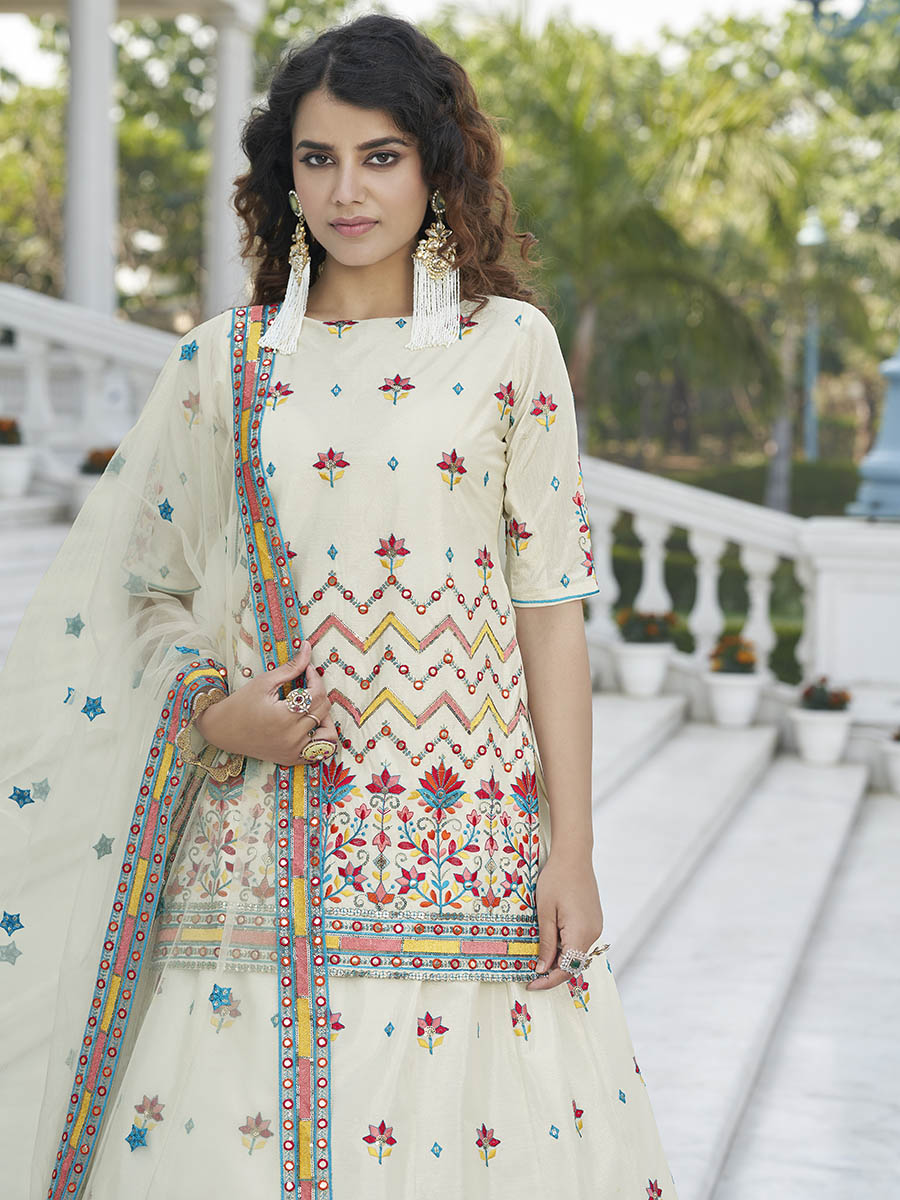 Myra Off White Embroidered Designer Lehenga