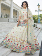 Myra Off White Embroidered Designer Lehenga