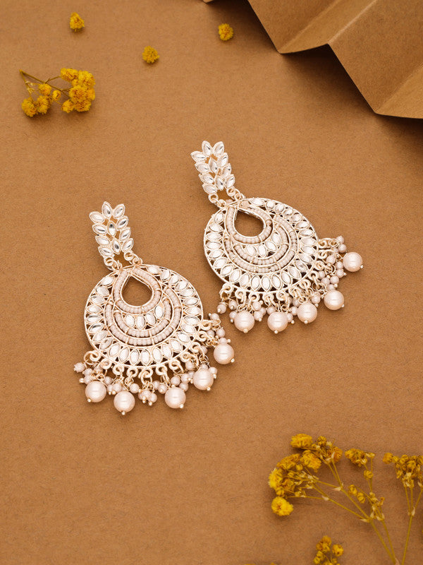 Tehzeeb Creations Pack of 1 Gold Drop & Danglers Earring With Tikka For Women & Girls Diamond, Pearl Brass Drops & Danglers - Distacart