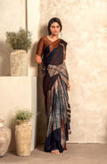 Anaita Brown Soft Satin Silk With Zari Weaving Saree With Blouse - Distacart