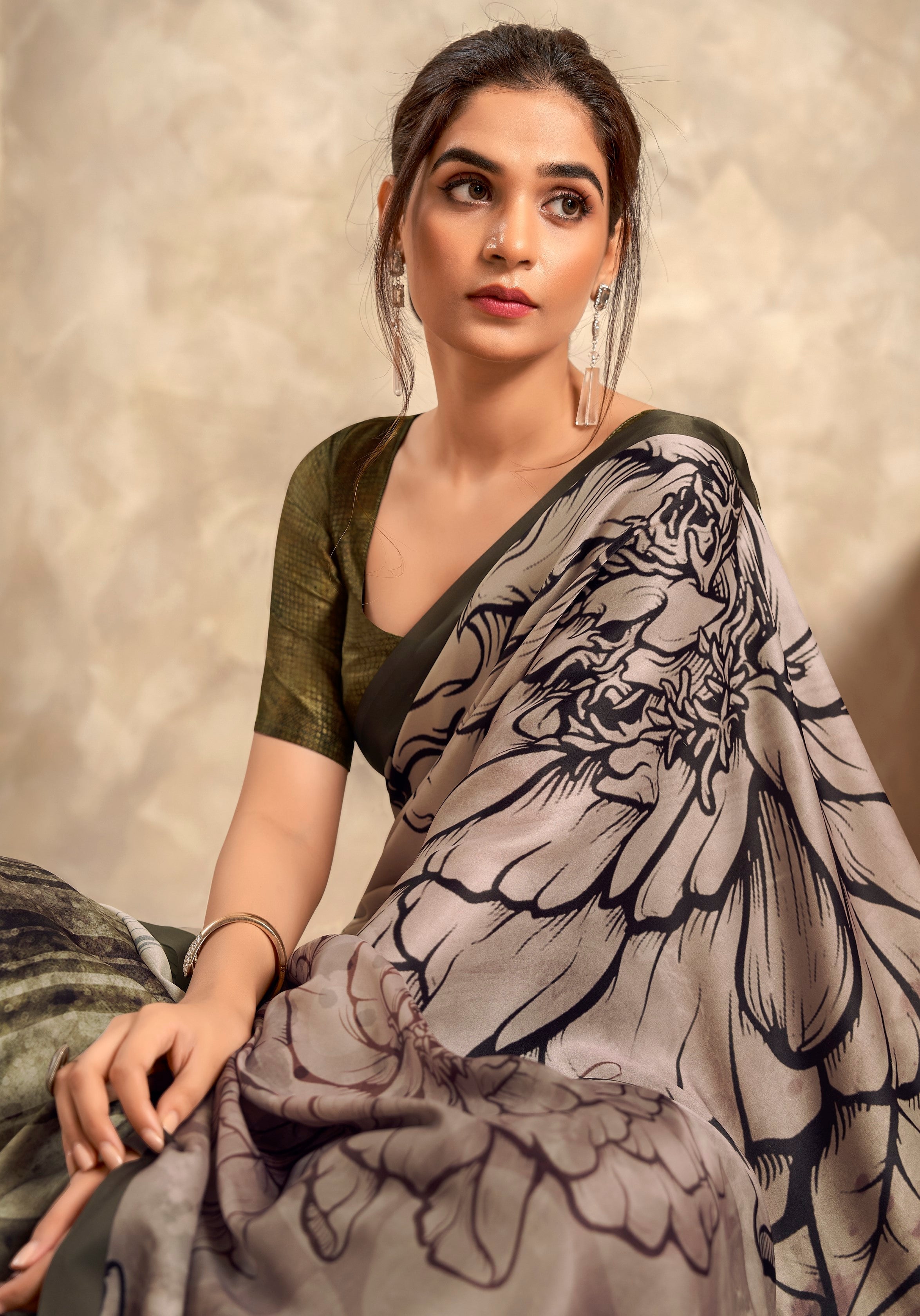 Anaita Light Brown Soft Satin Silk With Zari Weaving Saree With Blouse - Distacart