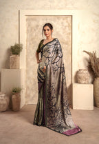 Anaita Light Brown Soft Satin Silk With Zari Weaving Saree With Blouse - Distacart