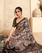 Anaita Light Brown Soft Satin Silk With Zari Weaving Saree With Blouse - Distacart