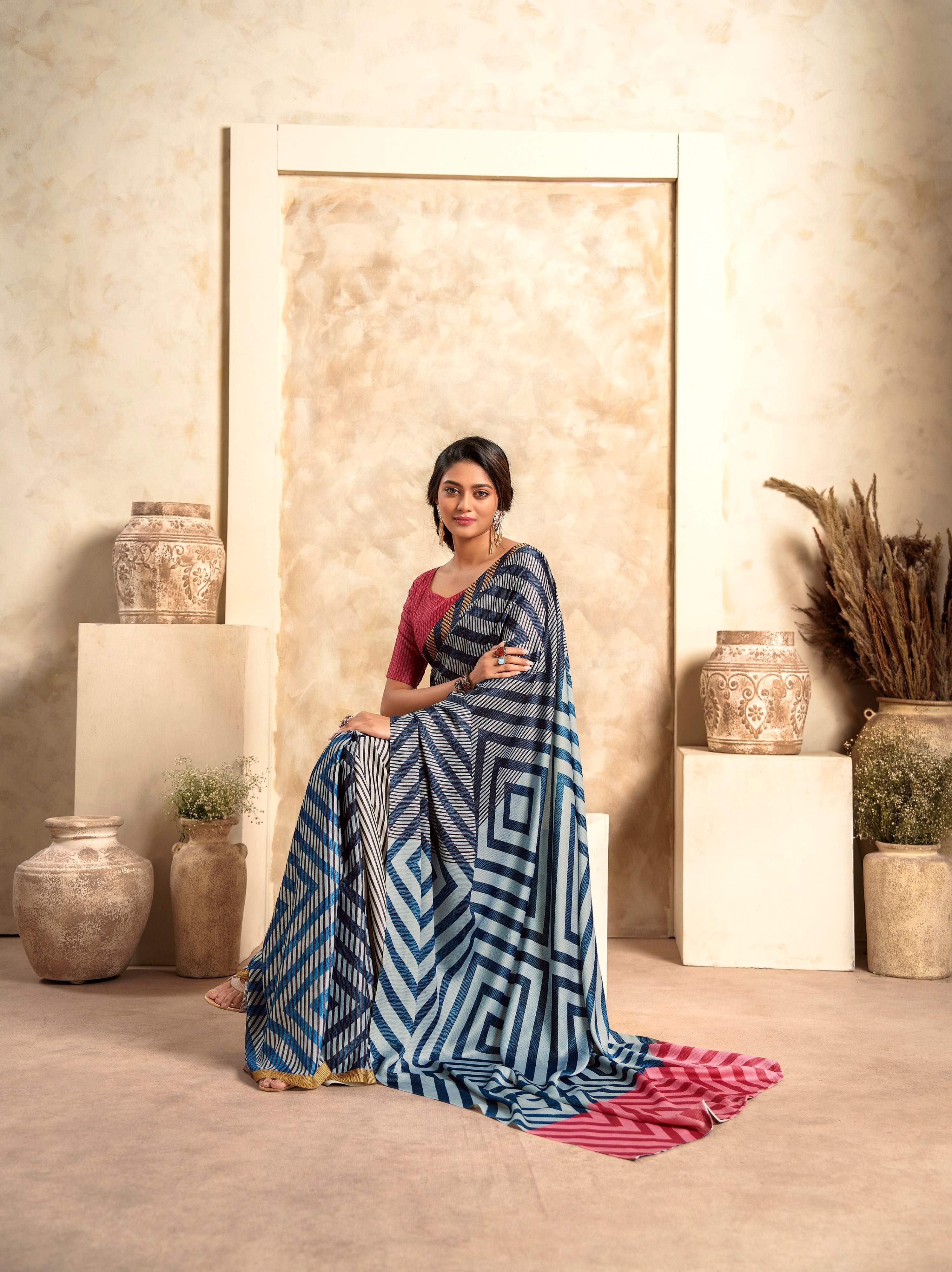 Anaita Dark Navy Blue Soft Satin Silk With Zari Weaving Saree With Blouse - Distacart