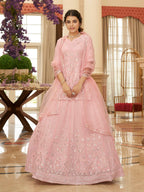 Myra Pink Georgette Embroidered Designer Lehenga