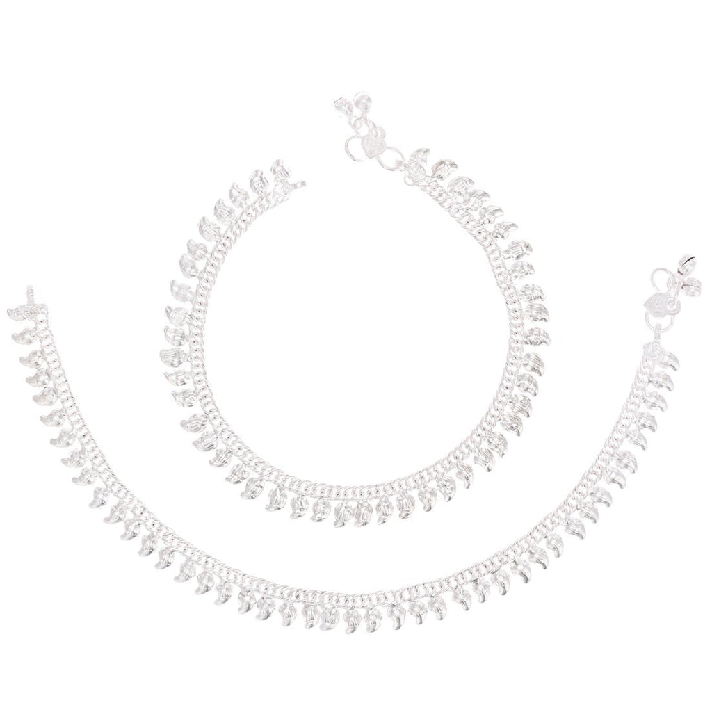 AanyaCentric Silver Plated Traditional Anklets Payal - Classic and Stylish for Women and Girls