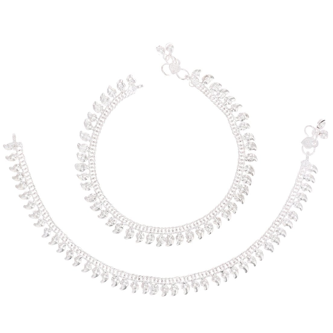 AanyaCentric Silver Plated Traditional Anklets Payal - Classic and Stylish for Women and Girls