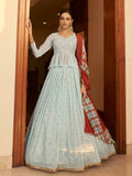 Myra Sky Multicolour Shibori Print Designer Lehenga