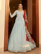 Myra Sky Multicolour Shibori Print Designer Lehenga