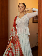 Myra Sky Multicolour Shibori Print Designer Lehenga