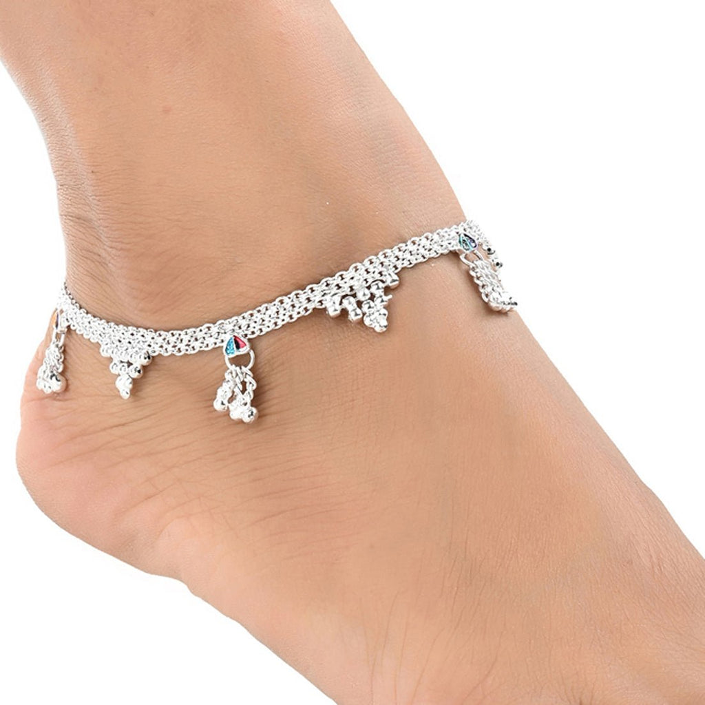 AanyaCentric Silver Plated Traditional Anklets Payal - Classic and Stylish for Women and Girls - Distacart
