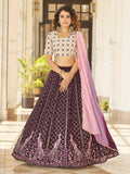 Myra Purple & White Georgette Embroidered Designer Lehenga