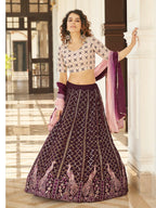 Myra Purple & White Georgette Embroidered Designer Lehenga