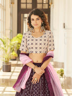 Myra Purple & White Georgette Embroidered Designer Lehenga