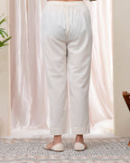 Vaasva Women Natural Cotton Flax Solid Straight Pants