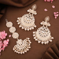 Tehzeeb Creations Fashionable Gold Earrings With Tikka Studded With Kundan And Pearl - Distacart