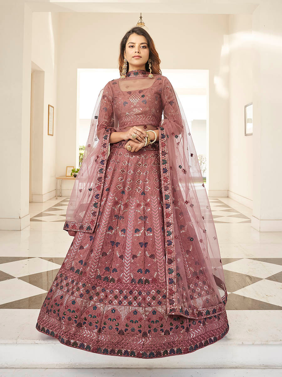 Myra Rust Orange Heavy Embroidered Designer Lehenga
