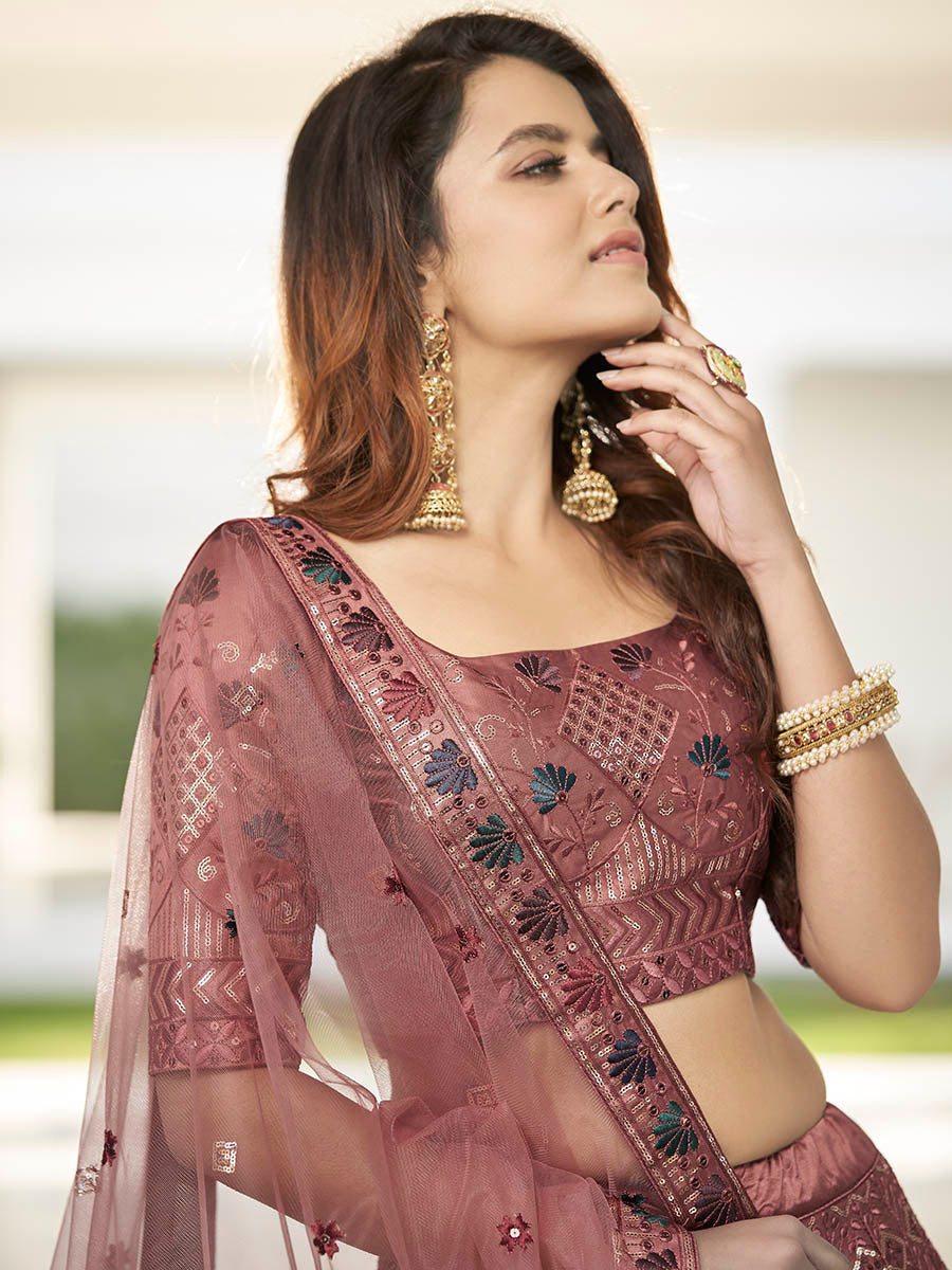 Myra Rust Orange Heavy Embroidered Designer Lehenga