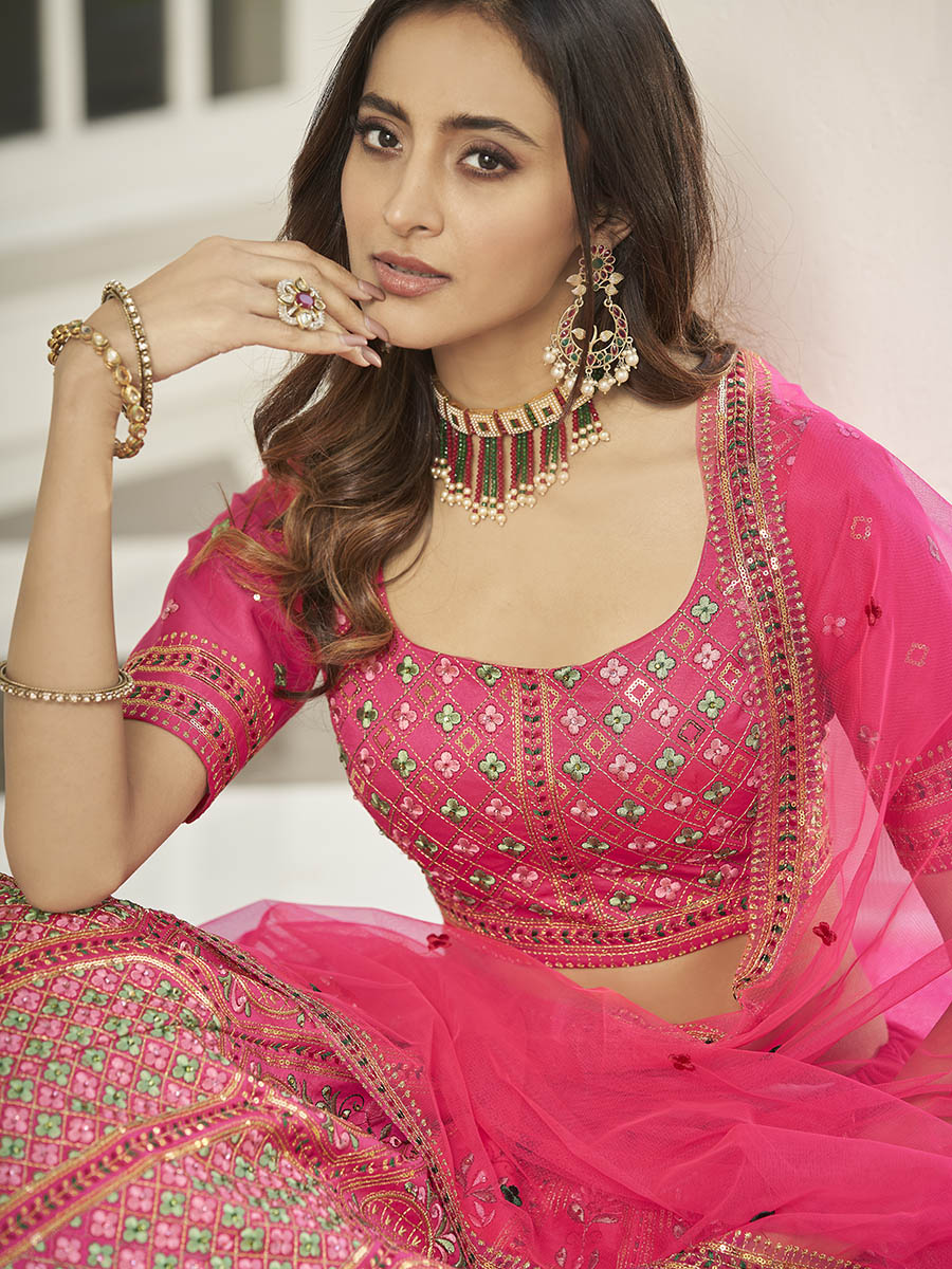 Myra Deep Pink Heavy Embroidered Designer Lehenga