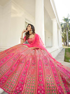 Myra Deep Pink Heavy Embroidered Designer Lehenga