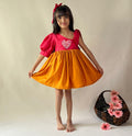 ArthLife Raspberry Pink And Orange Partywear Dress