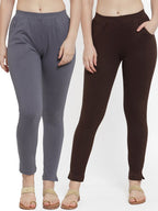 TAG 7 Women Pack Of 2 Solid Ankle-Length Straight-Fit Leggings