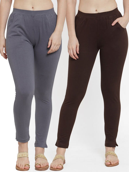 TAG 7 Women Pack Of 2 Solid Ankle-Length Straight-Fit Leggings