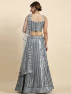 Jyoti Fashion Classy Grey Faux Georgette 3MM & 7MM Sequins Embroidery Lehenga Choli with Dupatta