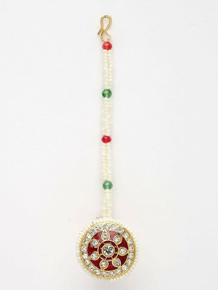 NVR Women Gold Plated CZ Stone Borla Maang Tikka - Distacart