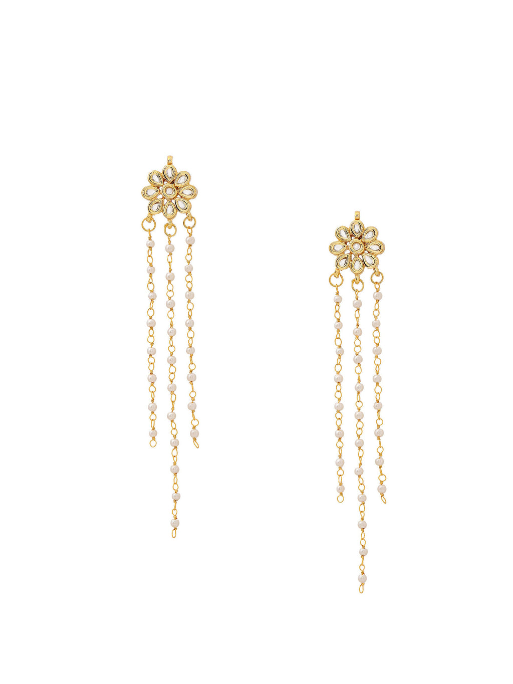 Ruby Raang Gold Kundan Necklace with Dangler Earrings