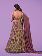 Myra Lilac Georgette Embroidered Designer Lehenga