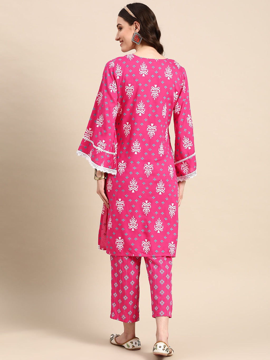 Sangria Ethnic Motifs Printed Pure Cotton Kurta with Palazzos