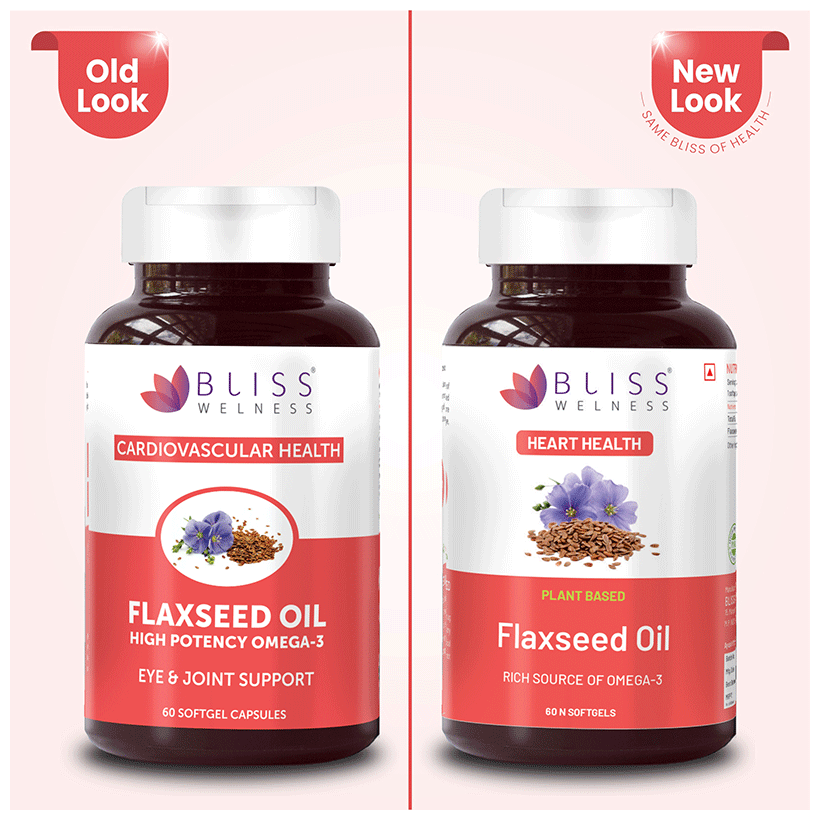bliss welness flaxseed oil high potency omega 3 softgel capsule 60 each