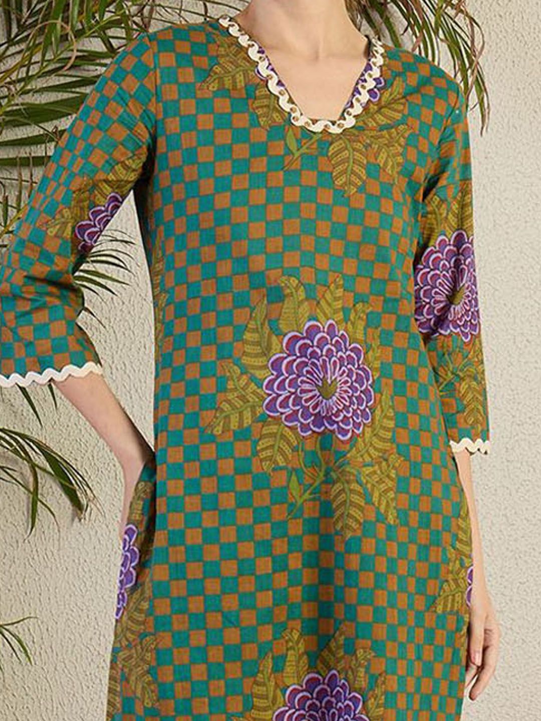 Indo Era Women Floral Printed Regular Beads and Stones Kurta with Trousers & With Dupatta - Distacart