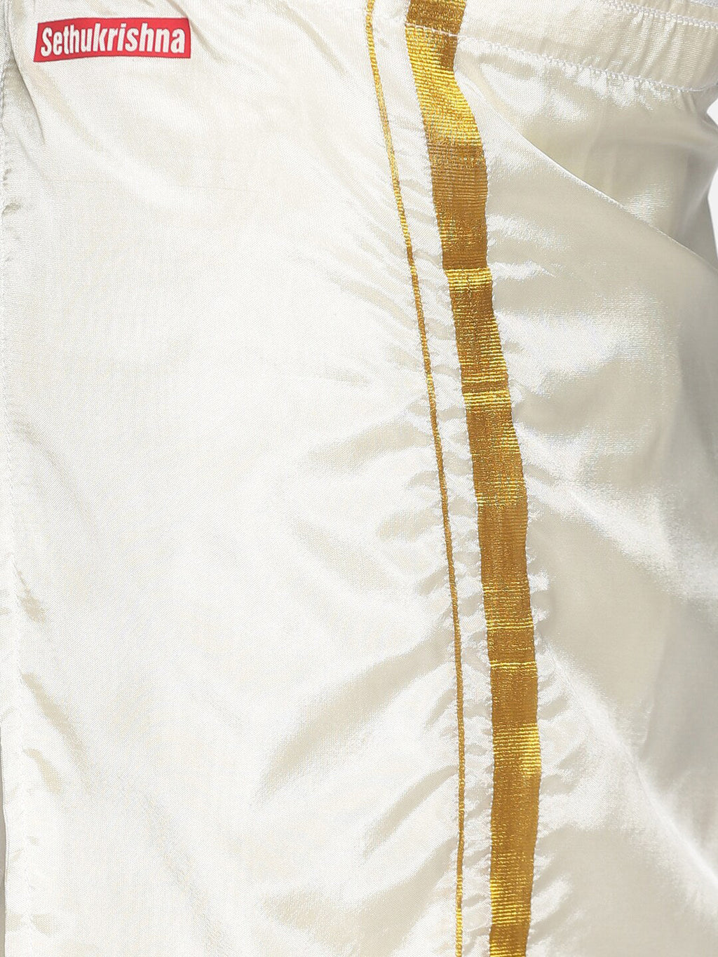 Sethukrishna Boys Grey & White Solid Shirt with Veshti Set
