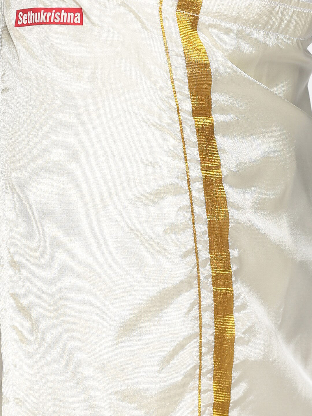Sethukrishna Boys Grey & White Solid Shirt with Veshti Set