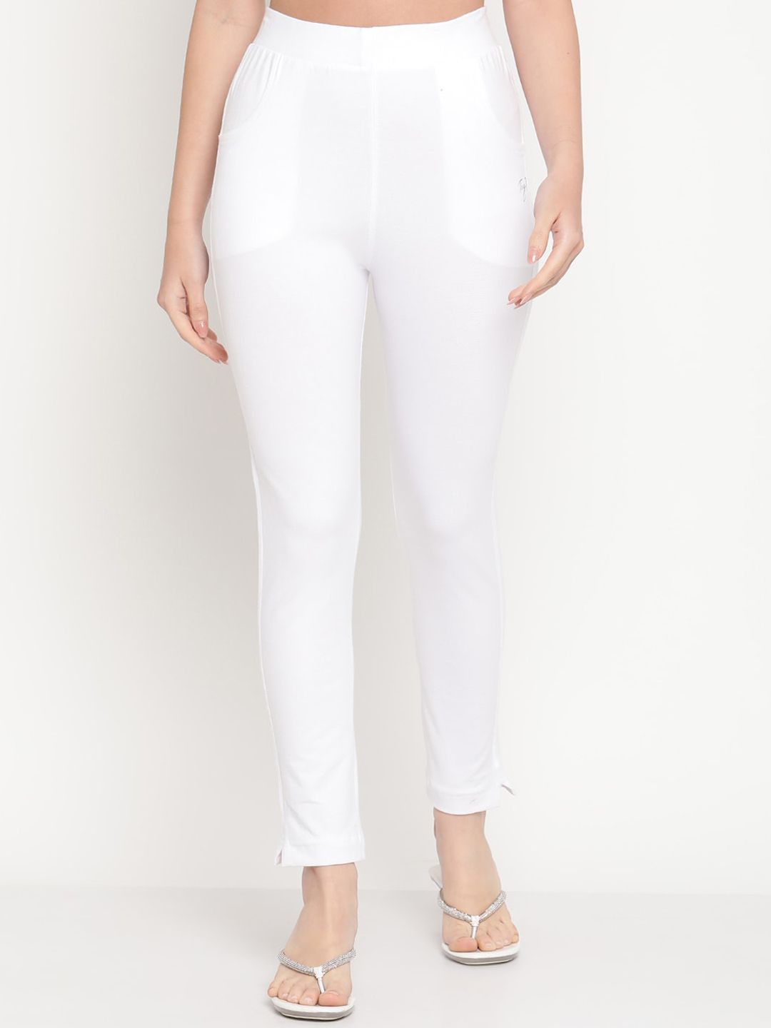 TAG 7 Women Yellow & White Pack of 2 Straight Fit Ankle-Length Leggings