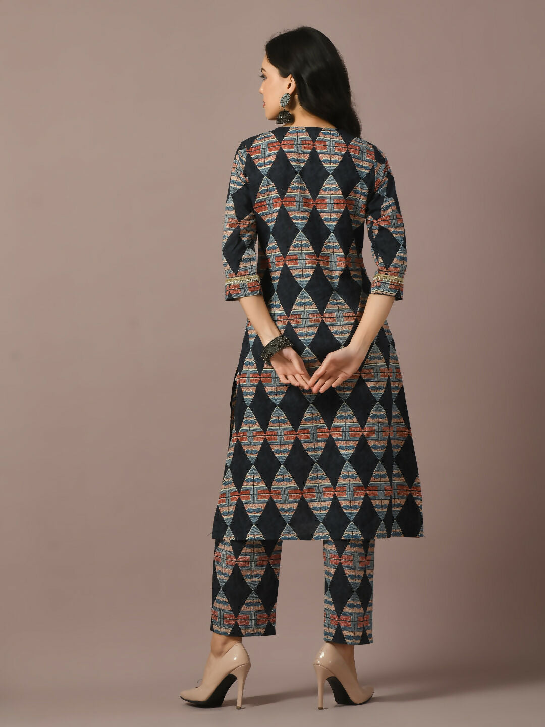 Myshka Women's Multi Printed Cotton Straight Party Kurta Set