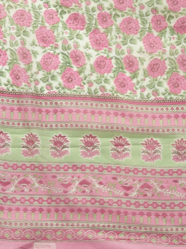 Yufta Women Pink Floral Print Aari Work Pure Cotton Kurta with Palazzo and Dupatta