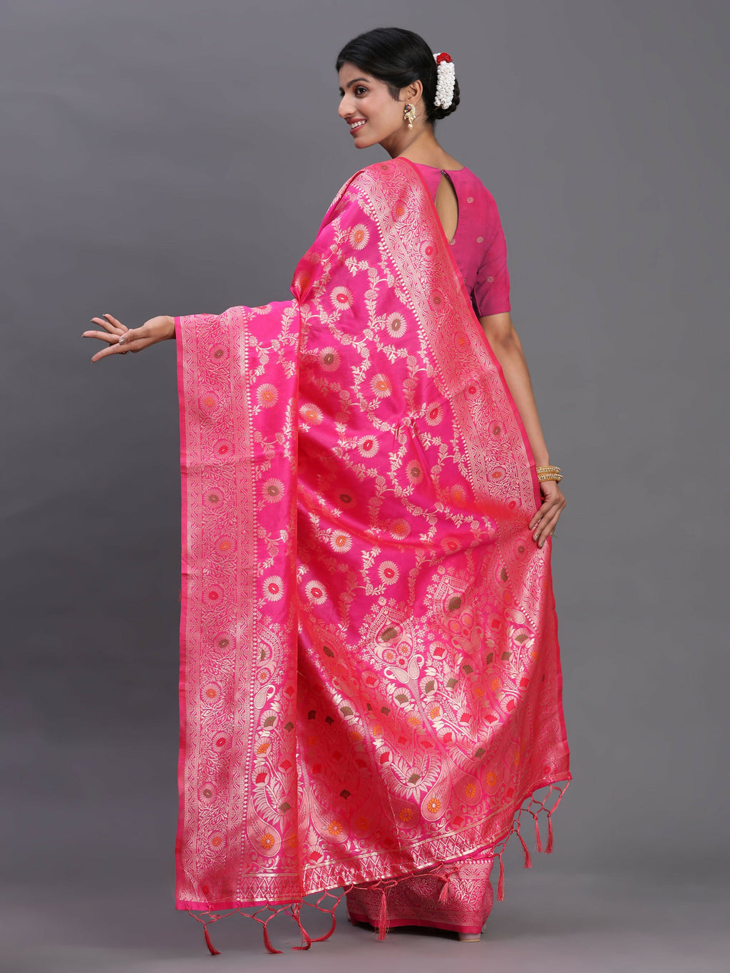 Shree Shyam Fashion Banarasi Silk Pink Saree - Distacart