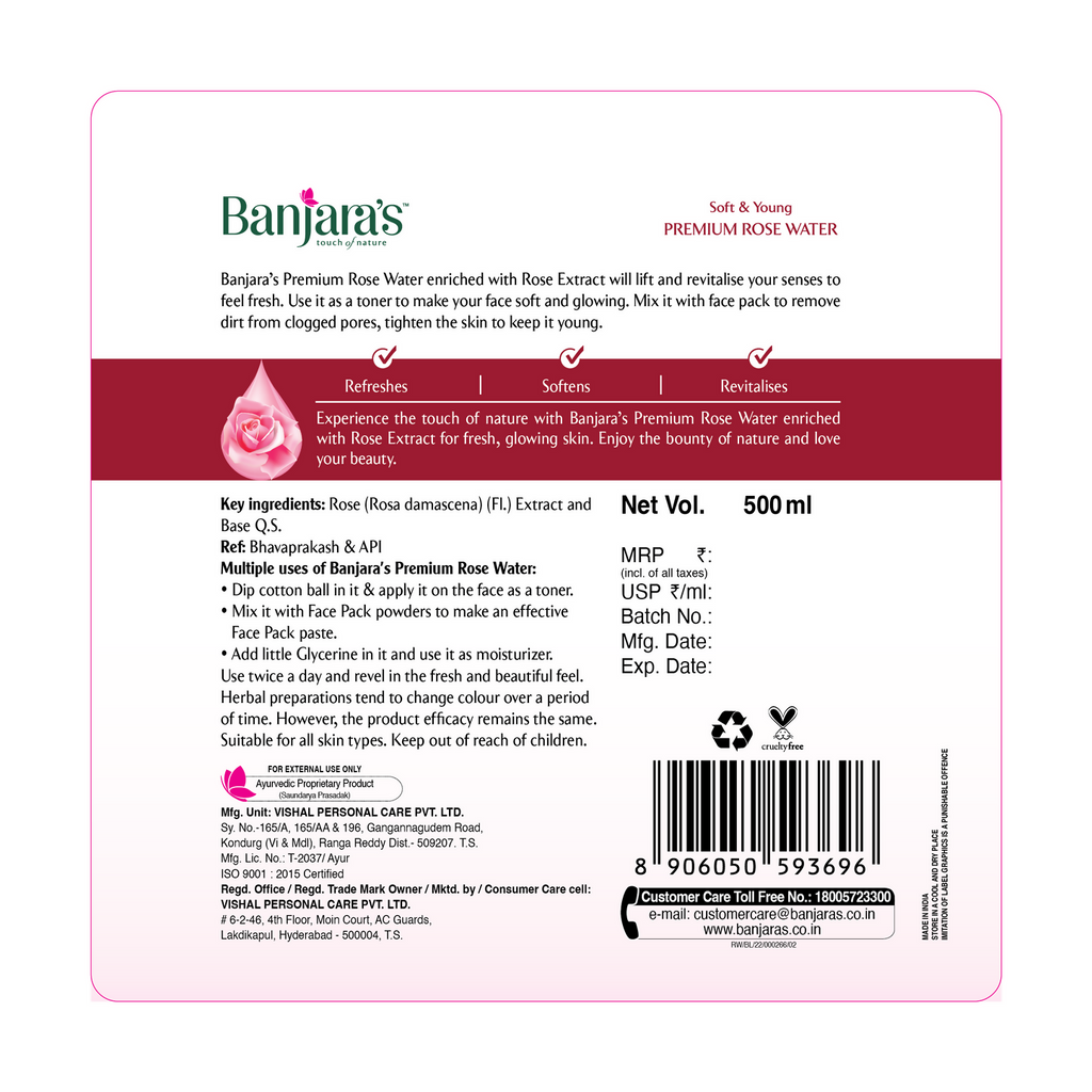 Banjara's Premium Rose Water - Distacart