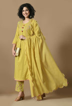 Joban Fashion Mehendi Cotton Kurta Set