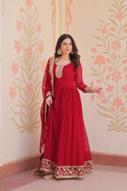 Joban Fashion Maroon Georgette Sequence Embroidery Work Kurta Set - Distacart