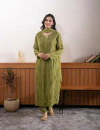 Joban Fashion Green Kurta Set Georgette Embroidery Sequence Work - Distacart
