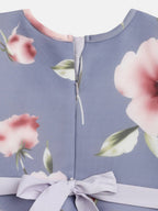 Ahalyaa Light Blue Digital Print Floral Kids Dress For Girls